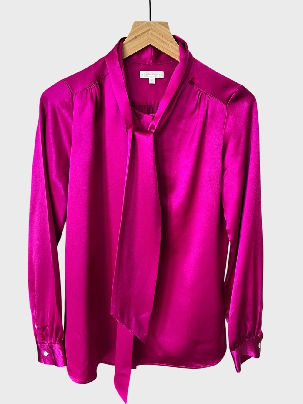 Ann MASHBURN Silk Tie-Neck Blouse - Fuchsia